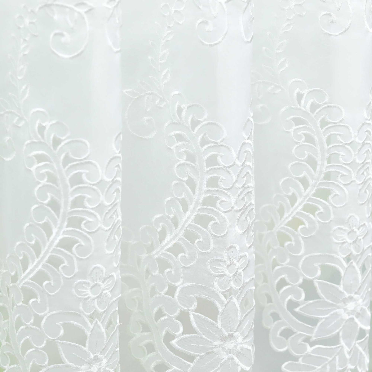 Scheibengardine Modern Bistrogardine durch Tunnelzug Halbtransparent Küche Kurzgardine Lasercut Blumenmuster - Joyswahl