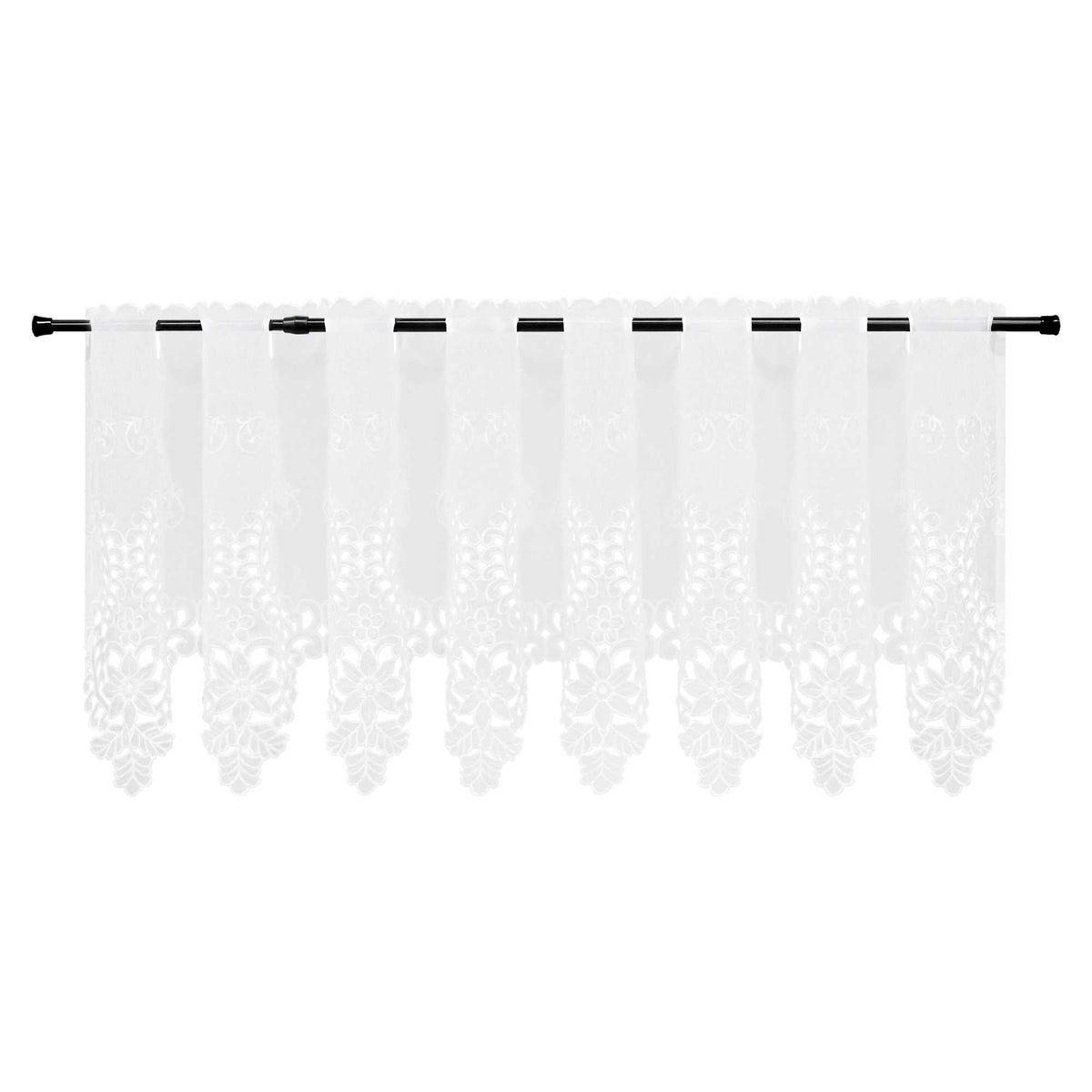 Scheibengardine Modern Bistrogardine durch Tunnelzug Halbtransparent Küche Kurzgardine Lasercut Blumenmuster - Joyswahl