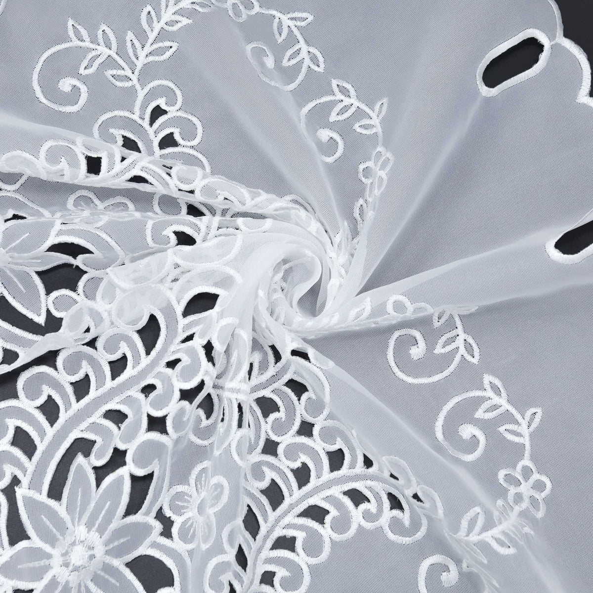 Scheibengardine Modern Bistrogardine durch Tunnelzug Halbtransparent Küche Kurzgardine Lasercut Blumenmuster - Joyswahl