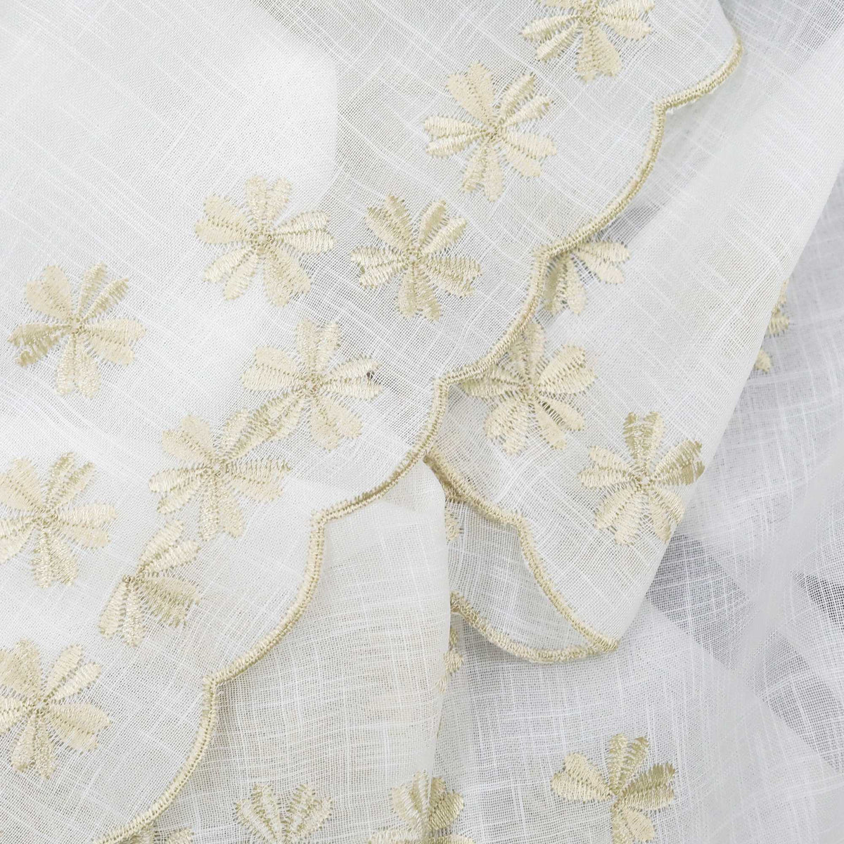 Scheibengardinen mit kleinen Blumenmuster Stickerei im Landhausstil - Joyswahl